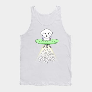 Funny furry dog is flying a ufo Tank Top